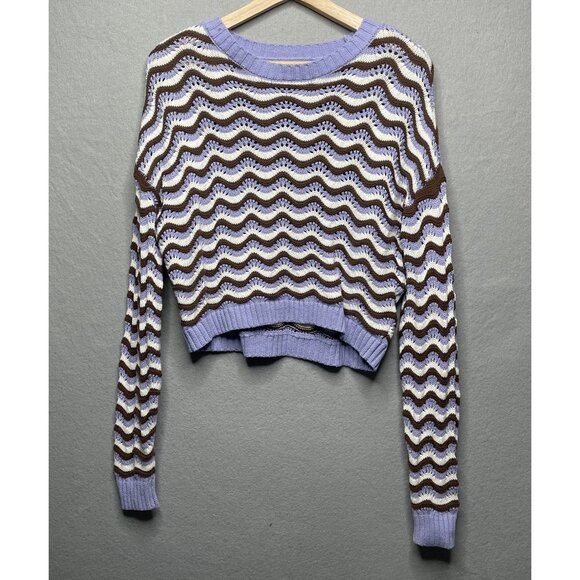 Hollister Womens Cropped Wave Pattern Crochet Sweater XS - Picture 1 of 5